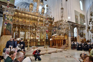 Inside the Church of the Nativity in Bethlehem