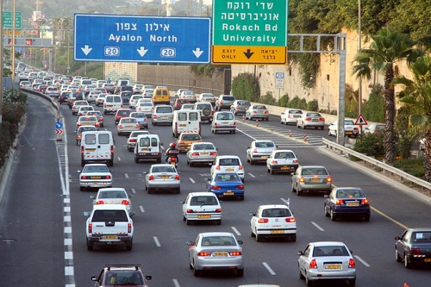 israel_traffic traffic on highway in tel aviv