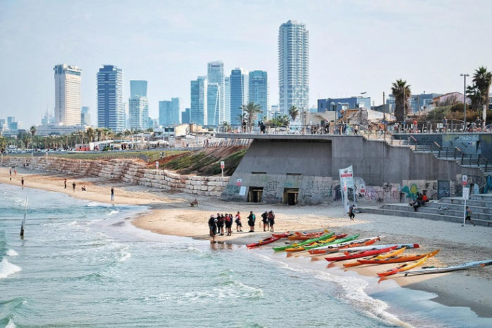 kayaks_on_beach-in-tel-aviv-israel_1 aviv beach in tel aviv israel