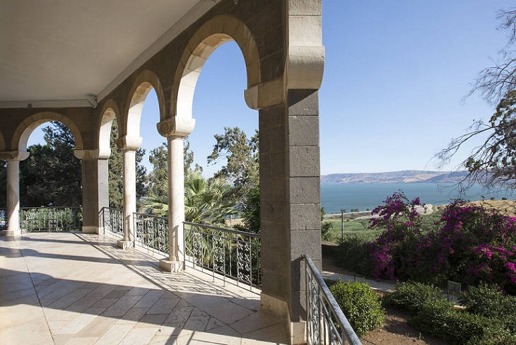 mount_of_beatitudes_and_sea_of_galilee_israel mount of beatitudes and sea of galilee israel